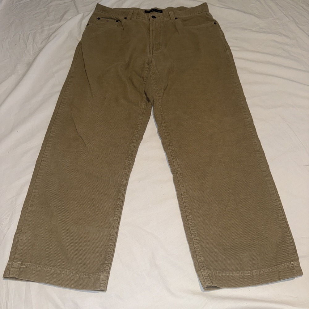 Tommy Hilfiger Khaki Pants Beige Corduroy Size 32/34 Date Night Casual Classy